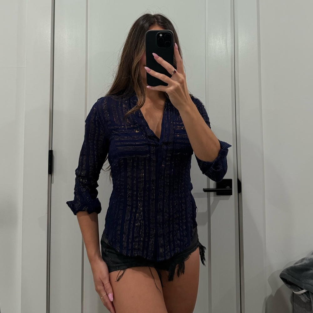 Blue Rain Navy Button Down Shirt